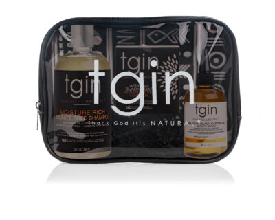 tgin Mens Bundle with Moisture Rich Sulfate Free Shampoo, Black Castor Oil and African Black Soap